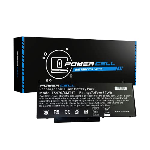 Batterie d'ordinateur Portable POWER CELL Compatible avec Dell Latitude E5470 E5270 E5570-8100 mAh, 7,6V - Remplacement pour 6MT4T 079VRK 08V5GX 0R9XM9 0WYJC2 79VRK 7V69Y 8V5GX G5M10 O79VRK OWYJC2 Cover