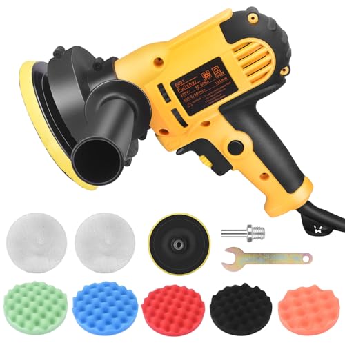 VIHBRAI Pulidora de 125 mm para coche, 700 W, velocidad regulable con bloqueo de velocidad, pulidora excéntrica, incluye almohadilla de pulido para coche, muebles, pintura de metal