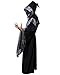 CISSTEC Adult Men's Dark Mystic Sorcerer Robe Halloween Cosplay Costume with Hooded Cape (Large) Black