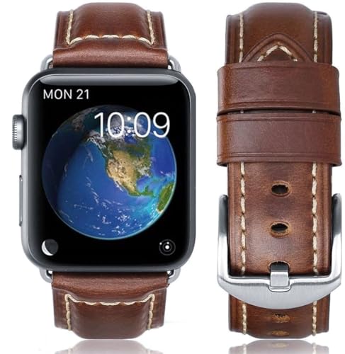 Image of HUAFIY Compatible for Apple Watch Bands 42mm 44mm45mm46mm 49mm 38mm 40mm41mm, Genuine Leather Band Strap for iWatch Series 11 /10 /9 /8,7,6,5,4,3,2,1, Ultra3 2 1