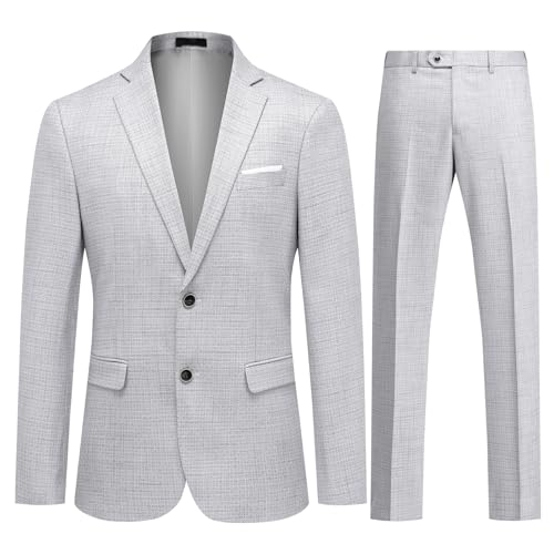 Mens 2 Piece Checked Suit Slim Fit 1 Button Plaid Casual Formal Blazer Pants Set