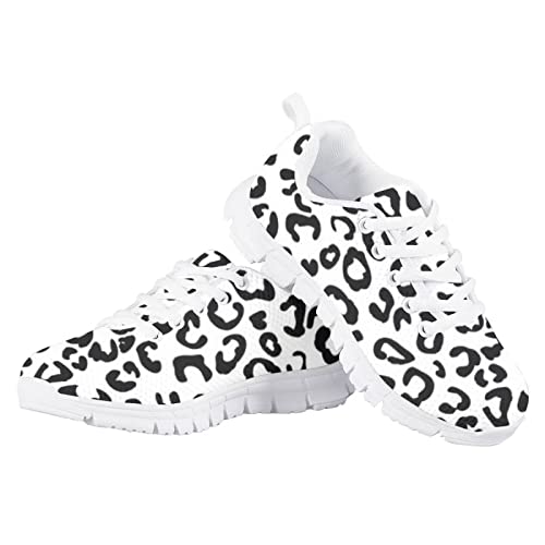 Girls Cute Tennis Shoes Cow Sunflower Leopard Print Casual Kids Sneakrs Lightweight Lace Up Soft School Athletic Running Shoes4
