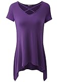 Zero City Women's Sexy Criss Cross Neck Casual Loose T-Shirt Tunic Top