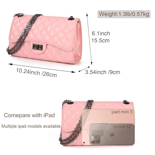 Image of Gladdon Quilted Crossbody Purse for Women Trendy Shoulder Bags | Stylish Shoulder Purse,Quilted Pattern,Structured bag,Chain Strap,Spacious Enough,Casual and Dressy Outfits,Any Occasion
