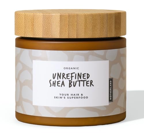 Motherland Organics Unrefined Shea Butter 400G Nutty - African Moisturiser for Dry Skin, Hands, Lips, Stretch Marks, Eczema - Natural, Raw & Vegan - for Men, Women & Babies