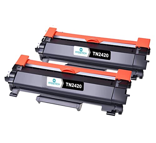 Hyggetech Lot de 2 toners de rechange compatibles Brother TN2420 TN2410 pour Brother MFC-L2710DW MFC-L2710DN MFC-L2730DW MFC-L2750DW HL-L2310D HL-L2350DW HL-L2375DW DCP-L2510D DCP-L2530DW Cover