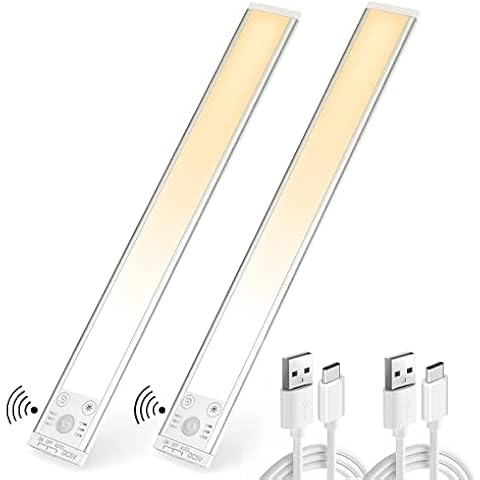 Hensam 40CM LED Bewegungsmelder Schrankleuchten,2PCS Unterbauleuchte Küche LED,138 LED,USB Wiederaufladbar,Bewegungssensor Licht Cover