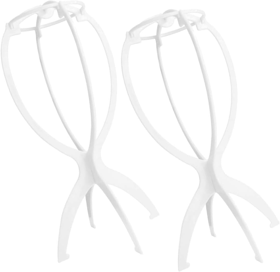 2pcs Portable Folding Wig Display Racks White Foldable Wig Holders for Care and Styling Lightweight Hair Salon Accessories for Travel and Storage