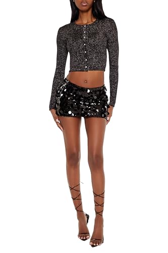 Forever 21 Women's Faux Pearl Glitter Cardigan Sweater2