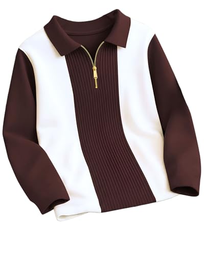 Image of Mens Stylish Half Zipper Collared Neck Tshirt, Casual Texture T-Shirt for Men, Formal Full Sleeves T-Shirt for Boys, Texture Tshirs for Boy