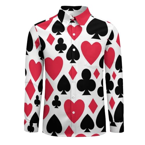 Playing Card Suit Casino Pattern Shirt Casual Button Down Shirts Long Sleeve Shirt Dress Shirt3