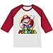 Personalized Super Family Birthday Shirt | Mario Shirts | Matching Set | Handmade Decorated Shirt | Personalized with Name and Age | Unisex 3/4 Sleeve Raglan T-Shirt | #1102