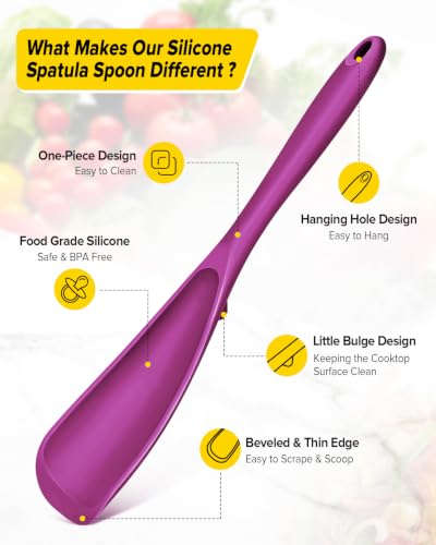 Image of BUNDLEPRO Silicone Cooking Spoons for Nonstick Cookware, One-Piece, 2 Pack