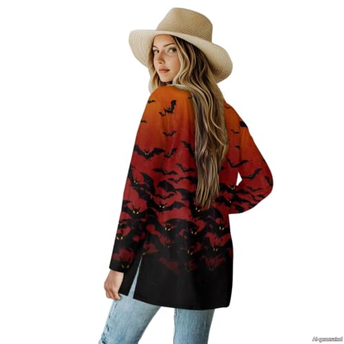 Image of Forchrinse Red Ladybug Cardigan for Women Causal Long Sleeve Open Front Cardigans Sweater Fashion 2024 Fall Coat with Pockets