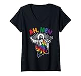 donna ah uomini divertente lgbt gay pride gesù rainbow bandiera christian maglietta con collo a v
