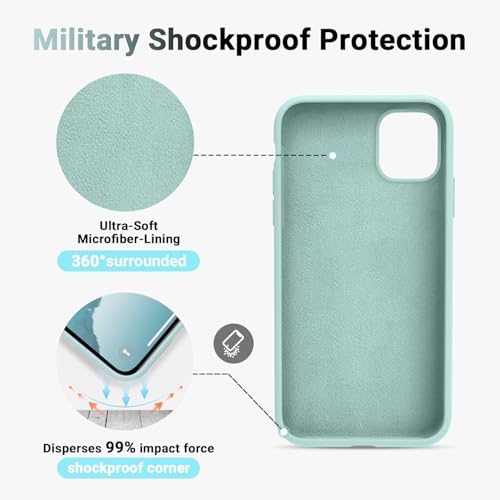Image of VONZEE Microfiber Candy Case Compatible for iPhone 11 6.1 inch, Shockproof Slim Back Cover Liquid Silicone Case (Mint Green)