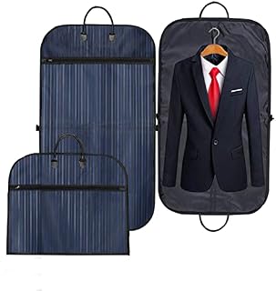 Suit Cover Carrier Bag, Foldover Breathable Garment Cover Travel Bag with Carry Handles and Metal Eyehole for Folding for Suits, Tuxedos, Dresses, Coats & More,100cm*60cm40 * 24 inch (Blue)