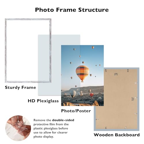 Image of JCJMY 16x24 Picture Frame Rustic White for Poster Photo Picture and 40x60 cm Canvas, Horizontal and Vertical Formats for Wall Hanging, 16 x 24 Wall Gallery Poster Photo Frame for 16 by 24 Photos Posters, Rustic White