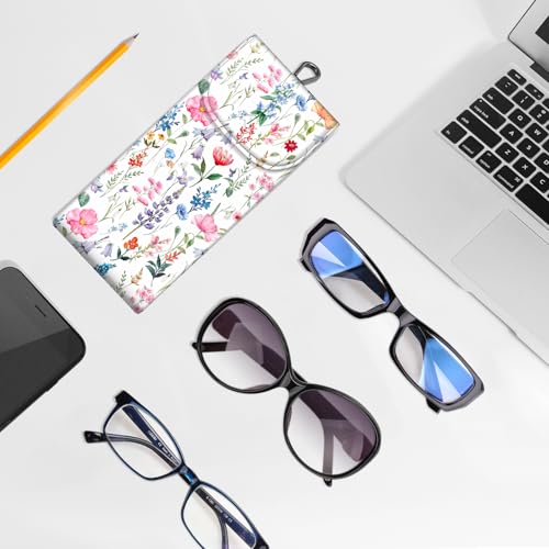 Image of FINTIE Double Glasses Case with Carabiner Hook, Portable Vegan Leather Eyeglass Case Anti-scratch Sunglasses Pouch