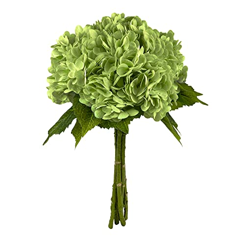 21In Bottle Green Artificial Hydrangea Flowers 5 Pcs Real Touch 3D Print Latex Flowers for Wedding Centerpieces Bouquets DIY Floral Decor Home Decoration with Stems