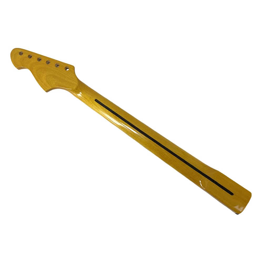 E-Gitarren-Hals, 22 Bünde, 648 mm Länge, Palisander-Griffbrett, weiße, quadratische Einlagen, Hals, DIY-Ersatz (komplett gewellt)