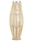 Dekoriert alle Wohnräume Bambusholz Deko Laterne heller Holzfarbtone/ Natural Flechtoptik Windlicht mit Glaseinsatz Retro Gartenlaterne Kerzenhalter Kerzenständer 84 cm Tahiti