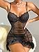 SEAUR See Through Pleated Hip Dress for Women Breathable Ruffle Trim Hot Lace Lingerie Fashionable Low Cut Nightgown Black M
