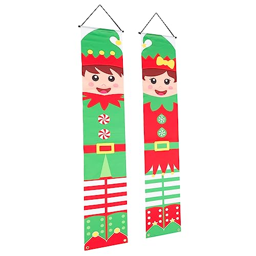 Garneck Coplas Navideñas De Dibujos Animados Letrero Navideño Para Porche Decoración De Jardín Para Fiestas Navideñas Pareado De Poliéster Impreso Adorno Para Fiesta Al Aire