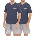 Produktbild 2er Pack Nightwear Herren Schlafanzug kurz Pyjama kurz Herren Shorty Schlafanzug aus 100% Baumwolle T-Shirt Schlafanzug Nachthemd Gr. M L XL (L, Blau_V)