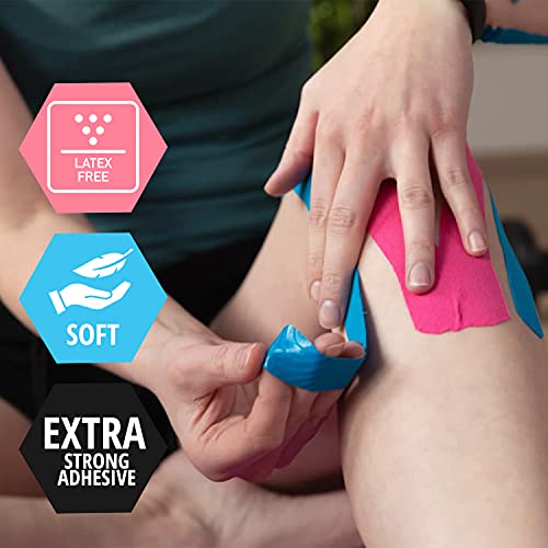 Medpride Kinesiology Tape – 4 Rolls Latex-Free Athletic Tape For Pain Relief, Injured Muscle Support - Therapeutic Sports Tape Stabilizes Knee, Muscle & Joints – 4 Uncut Rolls [2” X 16.4 Feet] #TOP2