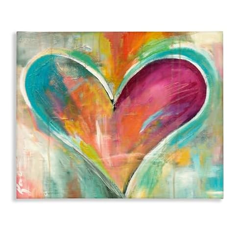 Stupell Industries Abstract Colorful Textural Heart Painting Canvas Wall Art Design By Artist Kami Lerner Cover