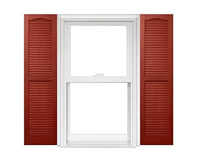 Polaris Homeside Open Louver Vinyl Shutters (1 Pair) 14-1/2in. x 39in. - 051 Red