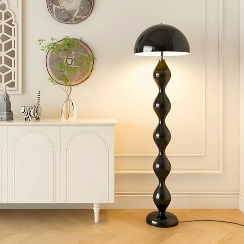 LITFAD Black Unique Sculptural Floor Lamp with Foot Switch for Living Room