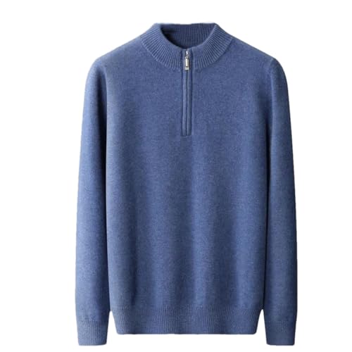 Men's Knit Large Size Cashmere Sweater Tops Pullover Zipper Half High Neck Thick Basic Shirt Winter
