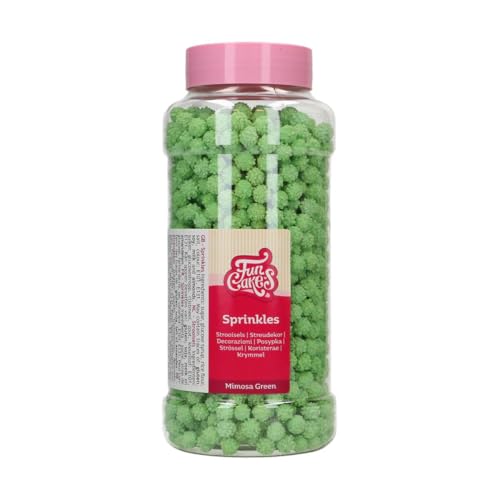 FunCakes Mimosa Green: Zuckerstreusel zum Dekorieren von Kuchen, Cupcakes & Torten, Zuckerdekor für Dino- und Dschungel-Thementorten - 500 g
