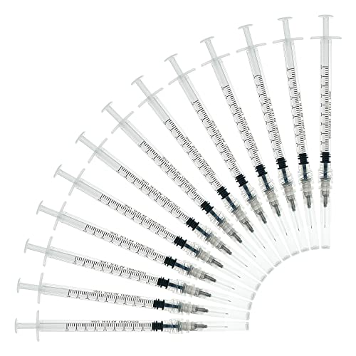 SHAOTONG 20Pack 1ml/cc with 27Ga 1/2 Inch Needle Luer Lock Syringe, Individual Package