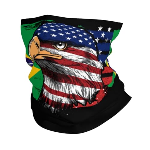 Polainas De Cuello Bandera De Estados Unidos Y Brasil, Bandera Brasileña Combinada, Águila Cuello Pañuelo Prima Pasamontañas Elástico Sombreros para Cámping Correr Verano
