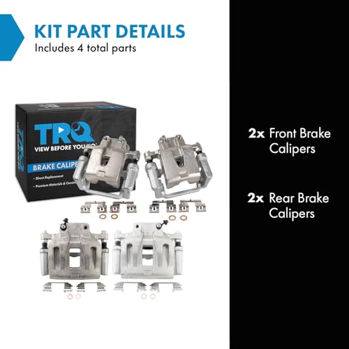 Image of TRQ Front and Rear Brake Caliper Set Zinc Coated Brackets Compatible with 2006-2011 Dodge Charger 2007-2008 Dodge Magnum 2010 Chrysler 300