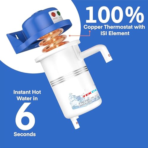 Image of TEKCOOL Instant Water Geyser 1 L Portable Water Heater, Made of First Class ABS Plastic, Auto Cut Off Feature with 1 Year Warranty, for Home, Office, Restaurant etc