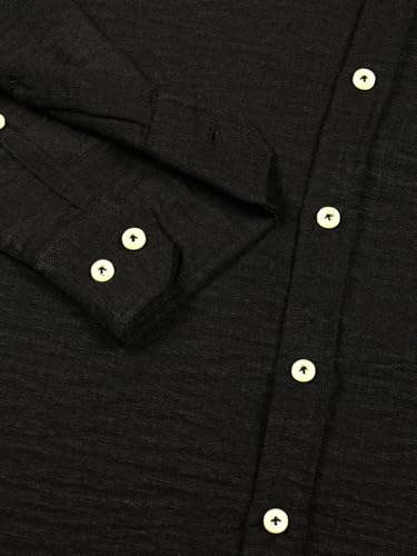 Image of Thomas Scott Men's | Solid | Textured Fabric | Full Sleeve | Slim Fit | Polyester-Blend | Spread Collar | Casual Shirt