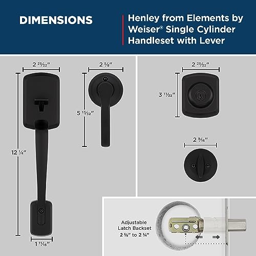 Weiser Henley Matte Black Front Door Lock and Handle Set, Deadbolt Lock and Handleset with Reversible Interior Door Handle/Door Lever, Front Door Handles with Lock, Modern Home Décor by Weiser - Image 4
