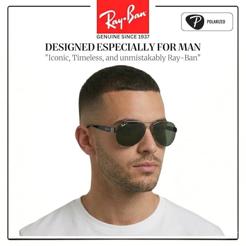 Image of Ray-Ban RB3386 Pilot Shaped Sunglasses for Men with Official RAYBAN Eyewear Kit