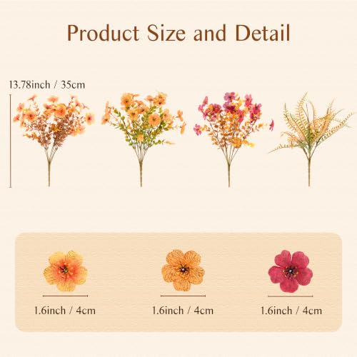 Lizzton 12 Bundles Artificial Fall Flowers, UV-Resistant Faux Plants — view 2