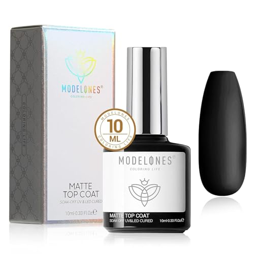 Modelones Matte Top Coat Semipermanente 10ml No Wipe Top Coat UV LED Esmalte en Gel de Uñas para Uñas de Gel Nail Art Manicura