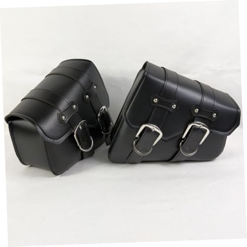 Bolsa colgante para motocicleta de cuero PU, bolso de triángulo lateral negro para almacenamiento en motocicletas y bicicletas miniatura 4