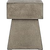 SAFAVIEH Modern Outdoor Cement Stool, in Dark Grey, 35 X 35 X 45.97