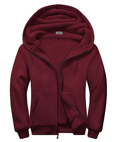 Image of SWISSWELL Men Zip Up Hoodies Sherpa Lined Jacket Heavyweight Fleece Sweatshirt Winter Warm Hooded Coat