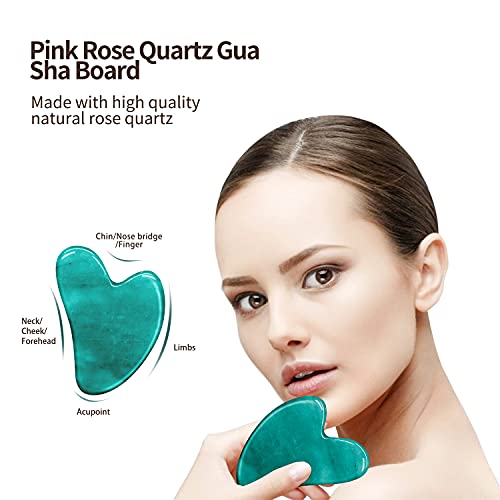 Gua Sha Facial Tool - Natural Jade Stone Guasha Scraping Massage Tool For Facial Microcirculation Removes Toxins Prevents Wrinkles Boost Radiance Of Complexion - Asian Beauty Secret #TOP6
