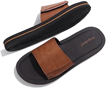ARRIGO BELLO Men's Slides Sandals Adjustable Slip on Slippers Open Toe Sport Athletic Sandals Indoor Outdoor(Brown, Size_11
