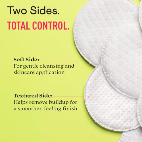 Image of Swisspers Premium Exfoliating Rounds, 2 Distinct Raised Textured Surface, Cotton Facial Pads, 80 Count Re-closable Bag
